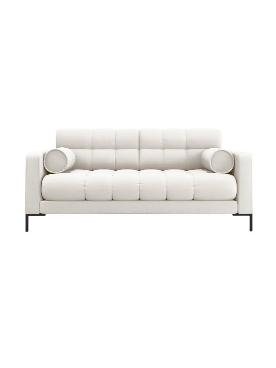 
2-Sitzer Design Sofa „Bali“ - Strukturstoff Beige hell / Schwarz