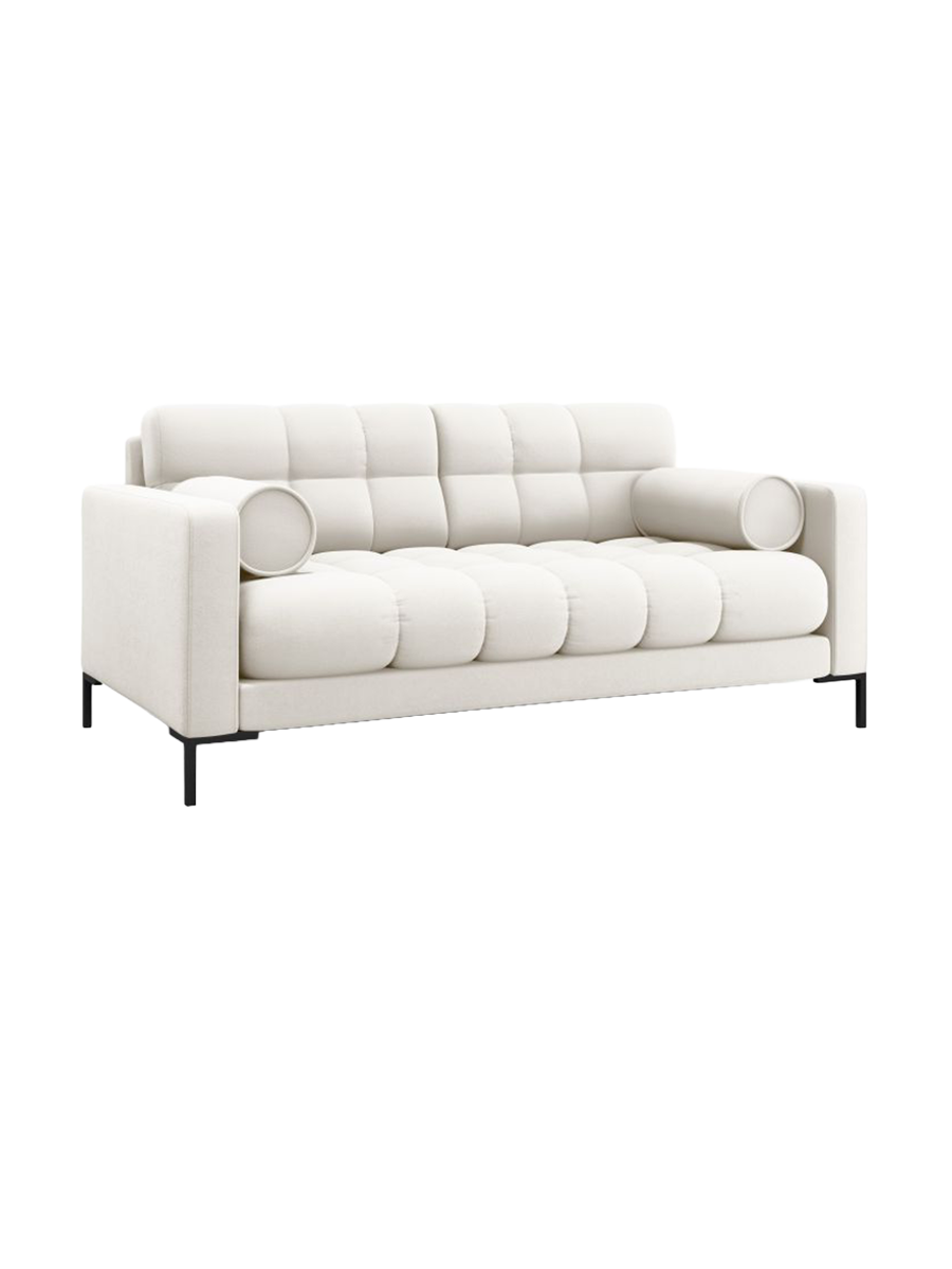 
2-Sitzer Design Sofa „Bali“ - Strukturstoff Beige hell / Schwarz