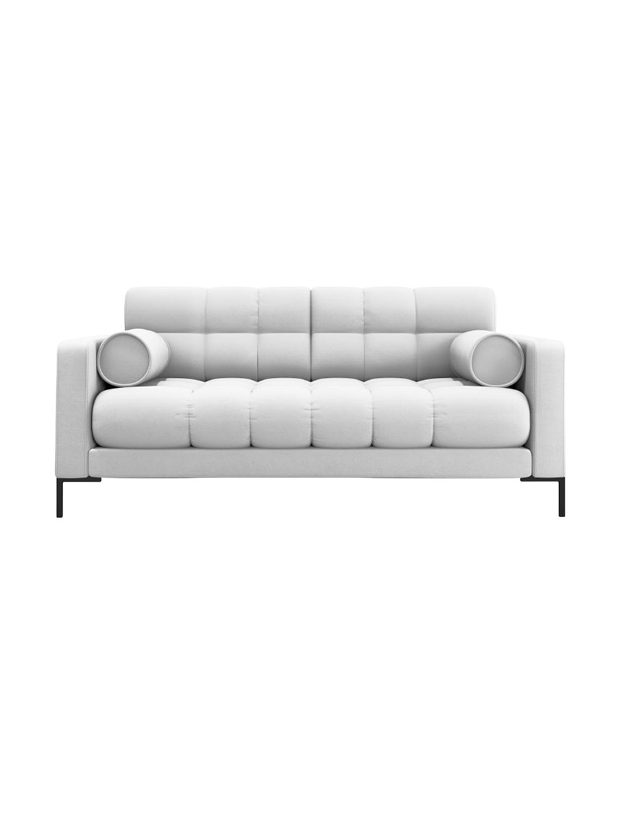
2-Sitzer Design Sofa „Bali“ - Strukturstoff Hellgrau / Schwarz