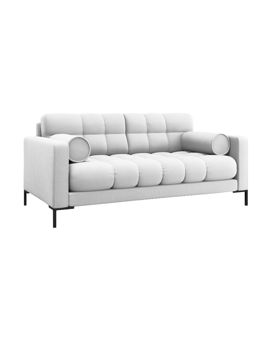 
2-Sitzer Design Sofa „Bali“ - Strukturstoff Hellgrau / Schwarz
