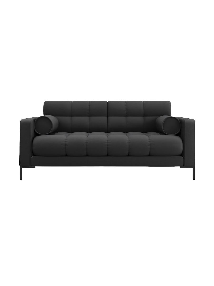 
2-Sitzer Design Sofa „Bali“ - Strukturstoff Dunkelgrau / Schwarz