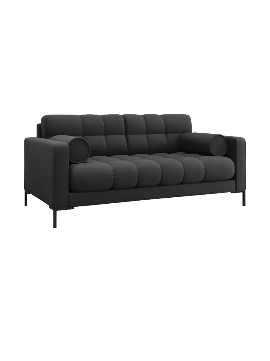 
2-Sitzer Design Sofa „Bali“ - Strukturstoff Dunkelgrau / Schwarz