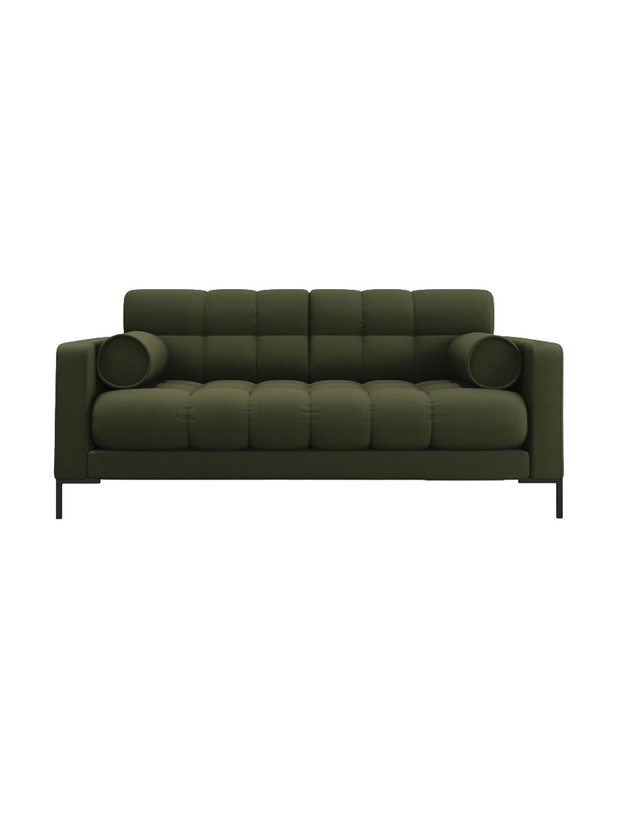 
2-Sitzer Design Sofa „Bali“ - Strukturstoff Grün / Schwarz