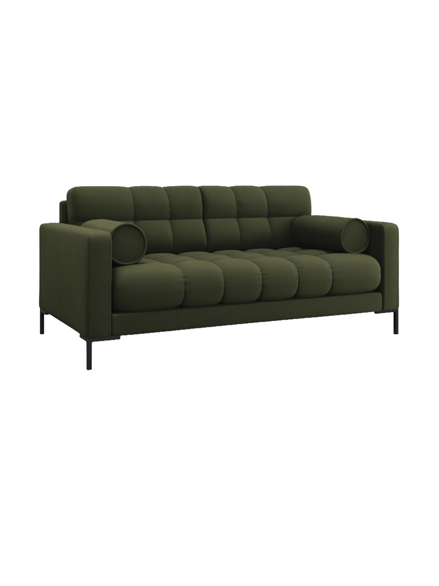 
2-Sitzer Design Sofa „Bali“ - Strukturstoff Grün / Schwarz