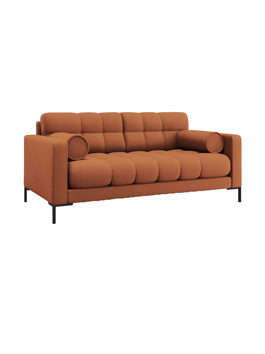 
2-Sitzer Design Sofa „Bali“ - Strukturstoff Brick / Schwarz