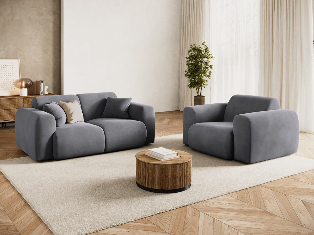 
2-Sitzer Design Sofa „Nolio“ - Samt Dunkelgrau