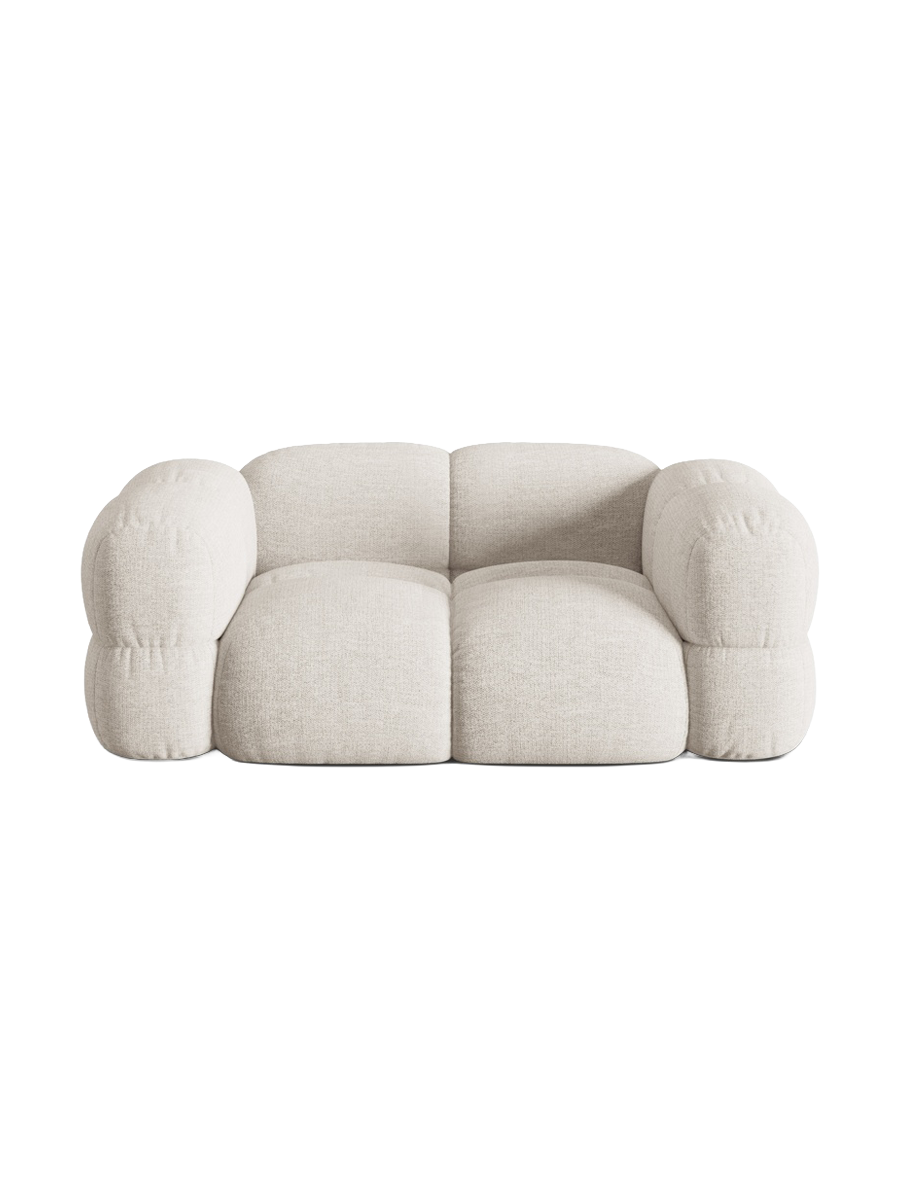 
2-Seater Designer Sofa "Loretto" - Structured Fabric Beige