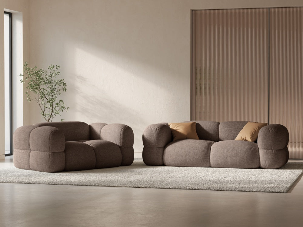 
2-Seater Designer Sofa "Loretto" - Structured fabric Cappuccino