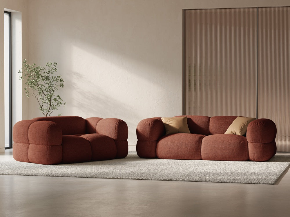 
2-Seater Designer Sofa "Loretto" - Upholstery fabric Coral