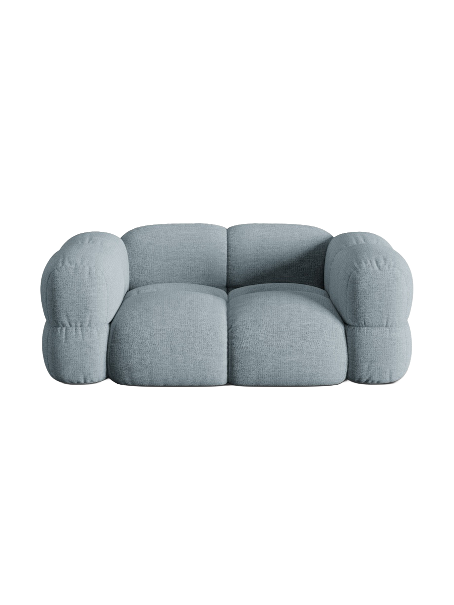 
2-Seater Designer Sofa "Loretto" - Structured fabric pastel blue