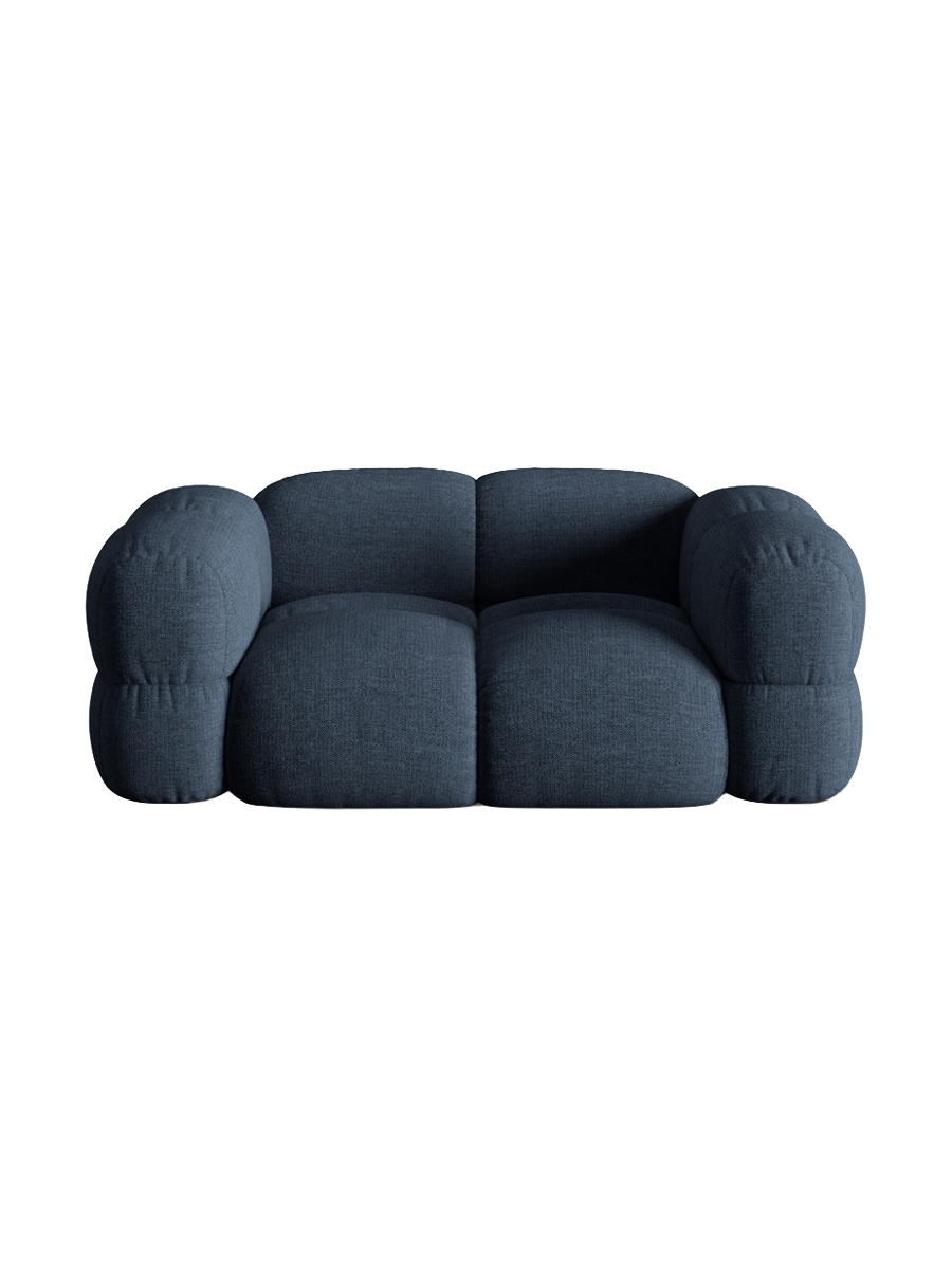 
2-Seater Designer Sofa "Loretto" - Structured Fabric Dark Blue