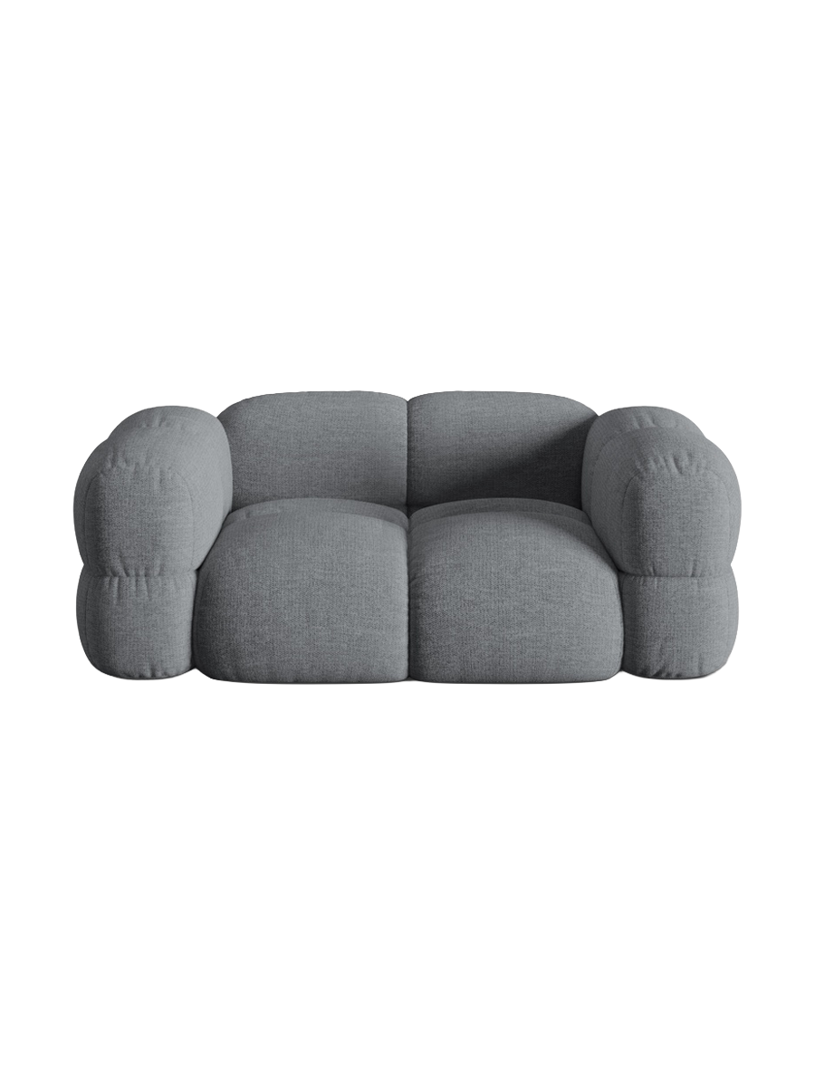 
2-Seater Designer Sofa "Loretto" - Textured Fabric Grey