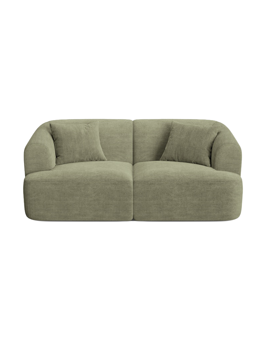 
2-Seater Designer Sofa "Campi" - Cord Moss Green