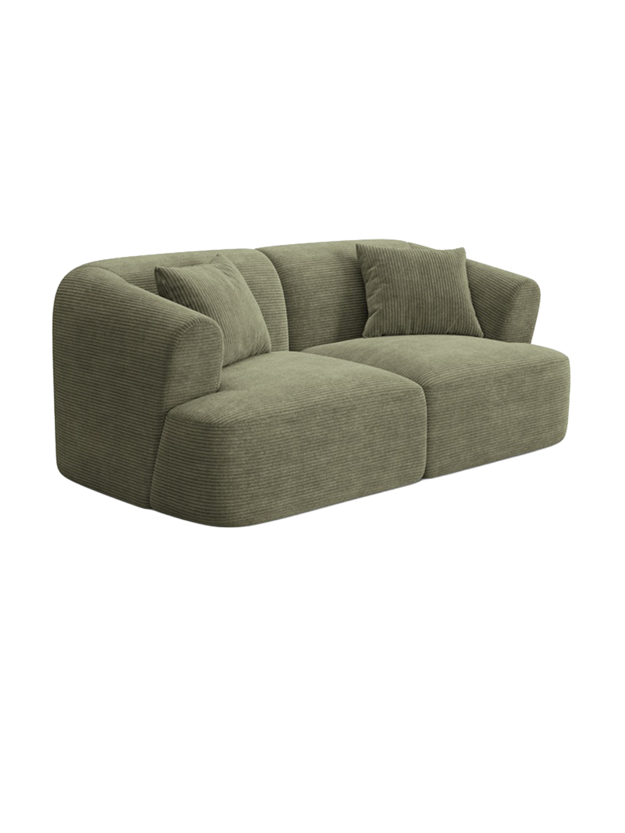 
2-Seater Designer Sofa "Campi" - Cord Moss Green