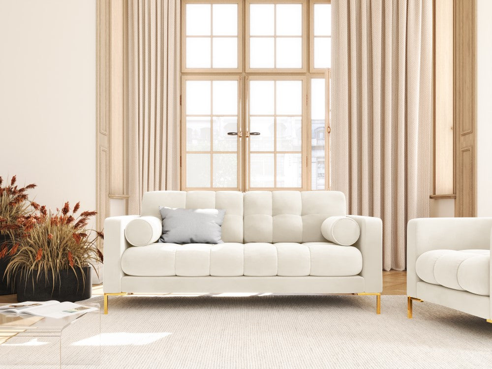 
2-Sitzer Design Sofa „Bali“ - Samt Beige hell / Gold