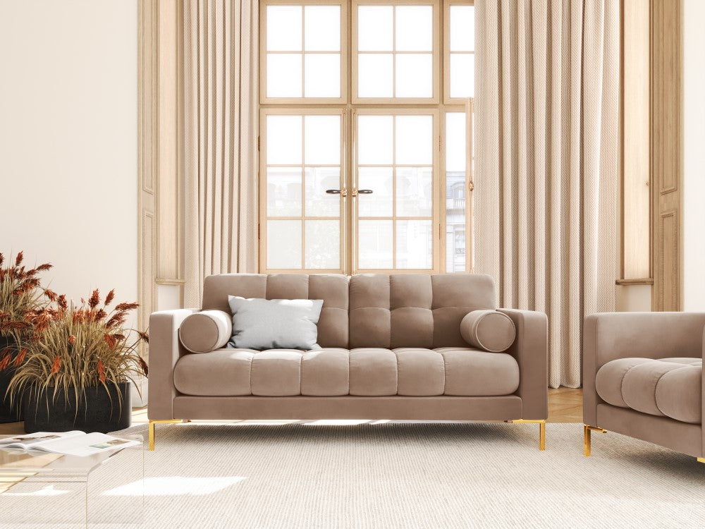 
2-Sitzer Design Sofa „Bali“ - Samt Beige / Gold