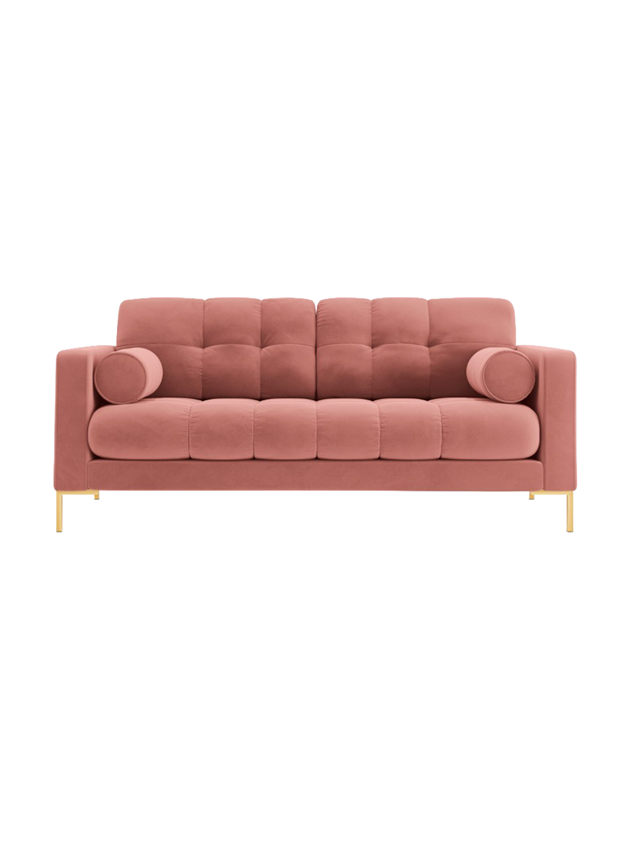 
2-Sitzer Design Sofa „Bali“ - Samt Rosa / Gold
