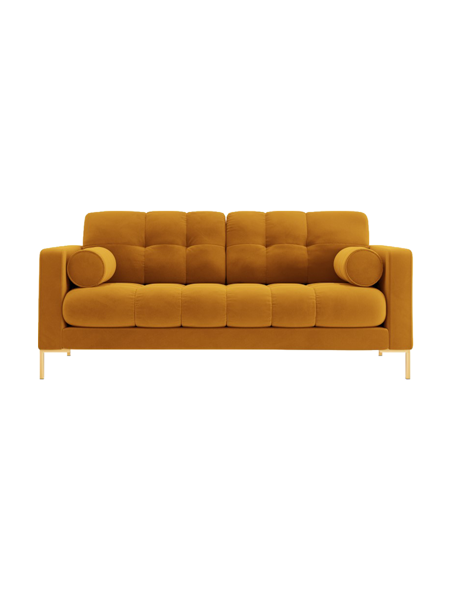 
2-Sitzer Design Sofa „Bali“ - Samt Senfgelb / Gold