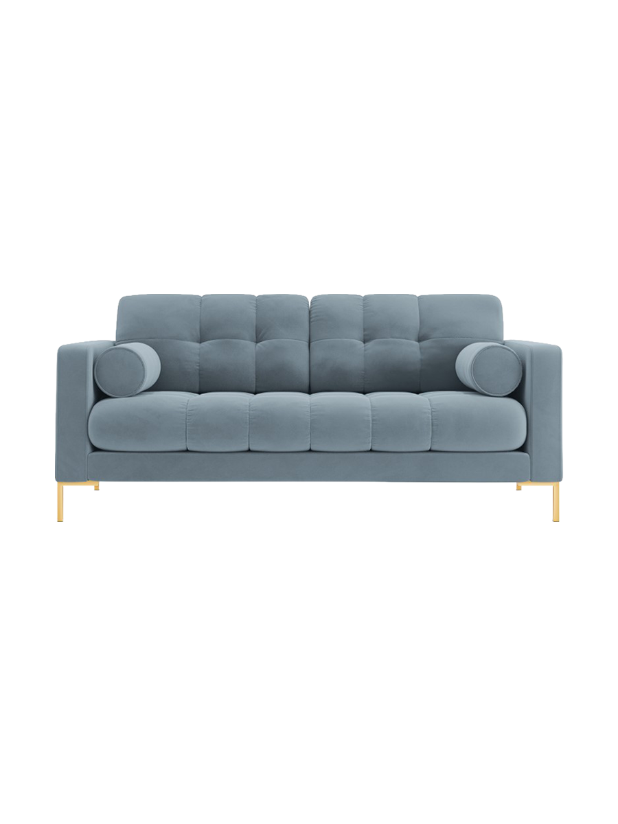 
2-Sitzer Design Sofa „Bali“ - Samt Hellblau / Gold