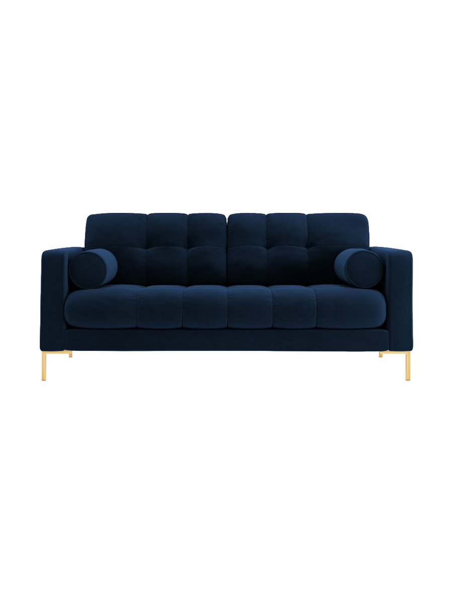 
2-Sitzer Design Sofa „Bali“ - Samt Königsblau / Gold