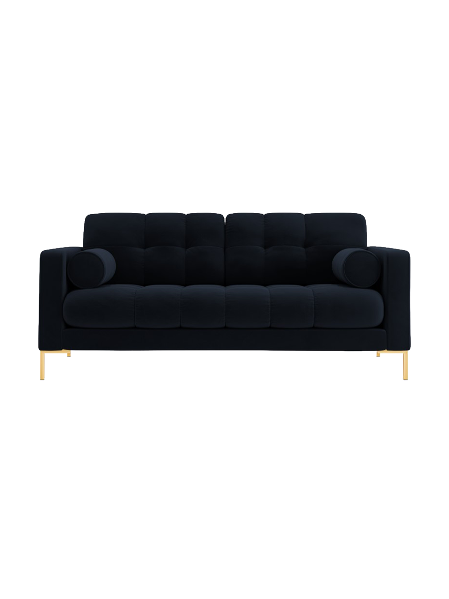 
2-Sitzer Design Sofa „Bali“ - Samt Dunkelblau / Gold