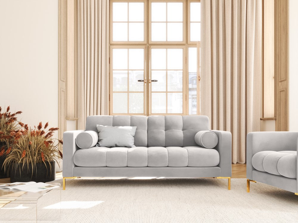 
2-Sitzer Design Sofa „Bali“ - Samt Silver / Gold