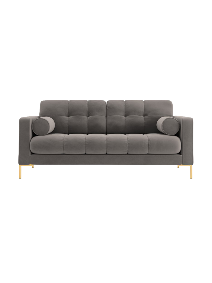 
2-Sitzer Design Sofa „Bali“ - Samt Hellgrau / Gold