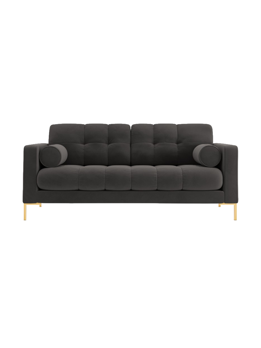 
2-Sitzer Design Sofa „Bali“ - Samt Dunkelgrau / Gold