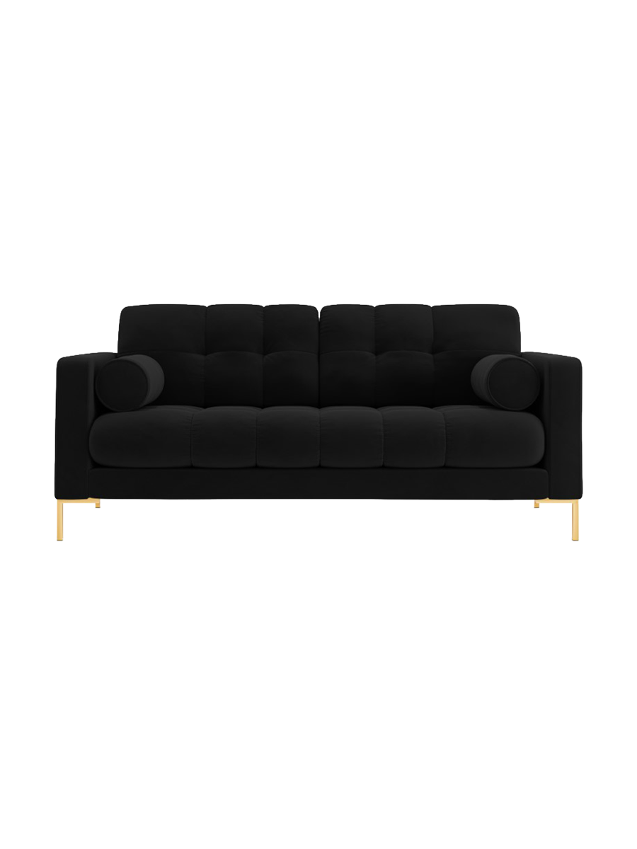 
2-Sitzer Design Sofa „Bali“ - Samt Schwarz / Gold