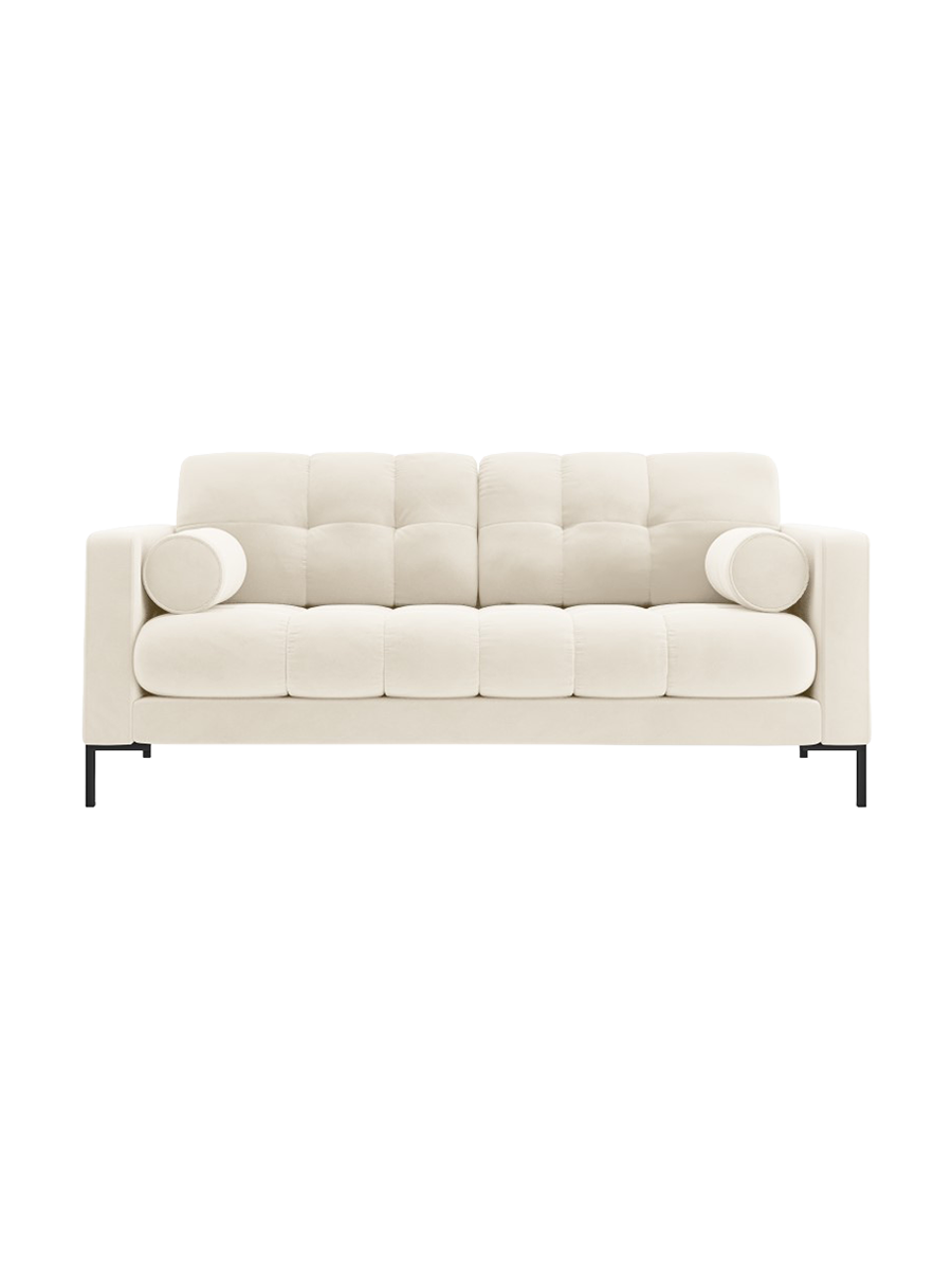 
2-Sitzer Design Sofa „Bali“ - Samt Beige hell / Schwarz