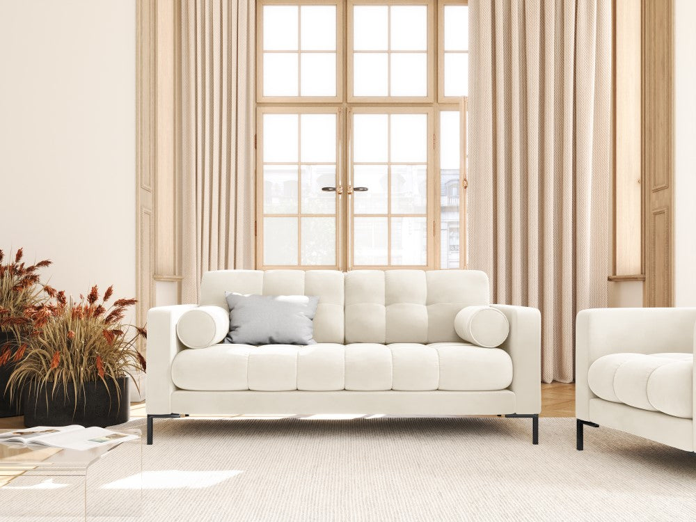 
2-Sitzer Design Sofa „Bali“ - Samt Beige hell / Schwarz