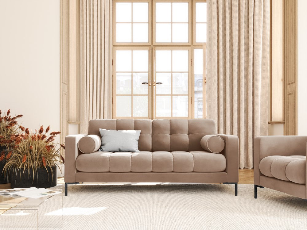 
2-Sitzer Design Sofa „Bali“ - Samt Beige / Schwarz