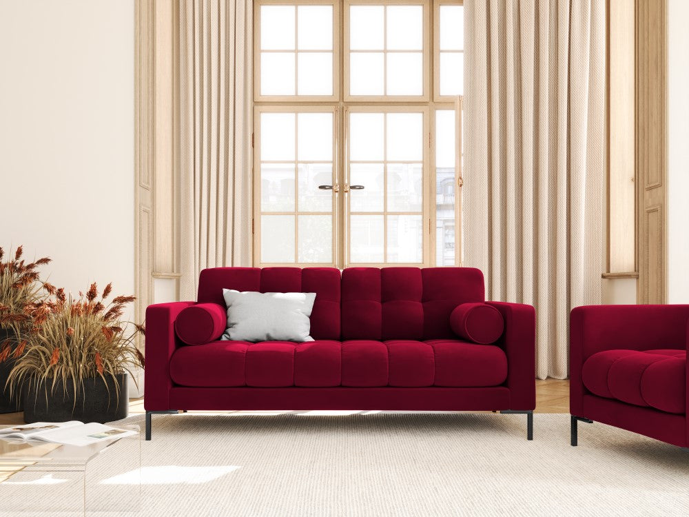 
2-Sitzer Design Sofa „Bali“ - Samt Rot / Schwarz
