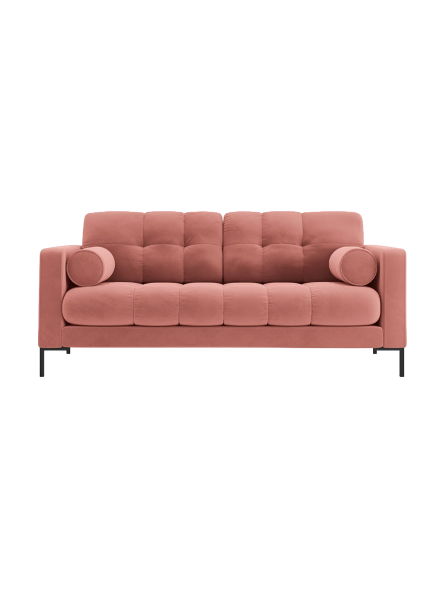 
2-Sitzer Design Sofa „Bali“ - Samt Rosa / Schwarz