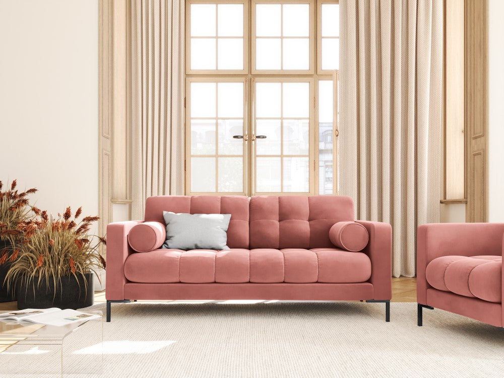
2-Sitzer Design Sofa „Bali“ - Samt Rosa / Schwarz