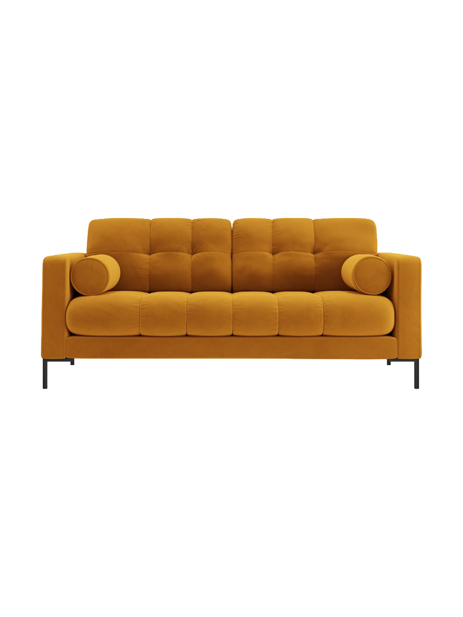 
2-Sitzer Design Sofa „Bali“ - Samt Senfgelb / Schwarz