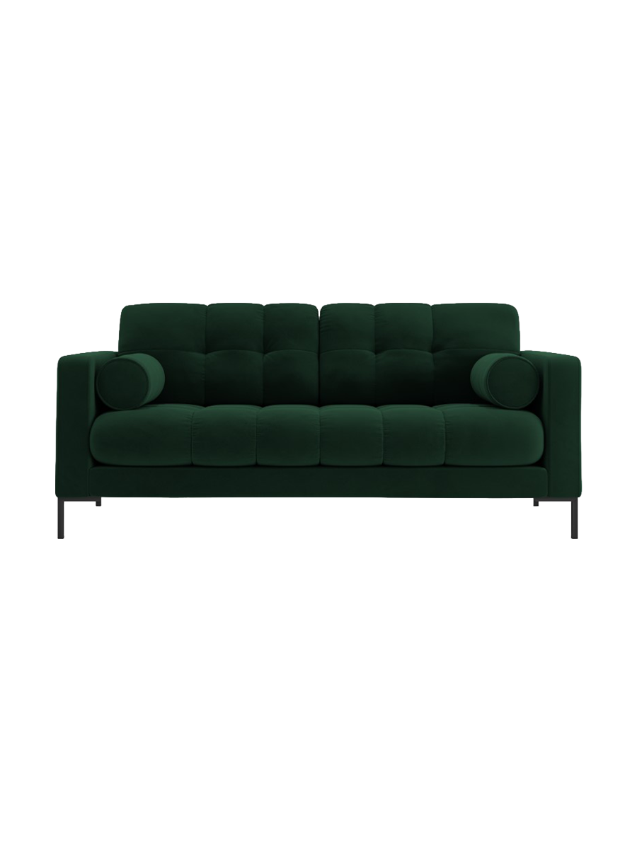 
2-Sitzer Design Sofa „Bali“ - Samt Flaschengrün / Schwarz