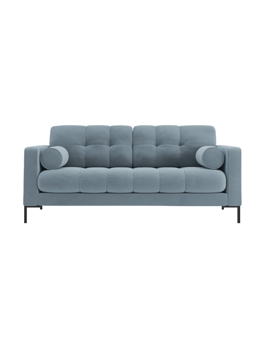 
2-Sitzer Design Sofa „Bali“ - Samt Hellblau / Schwarz