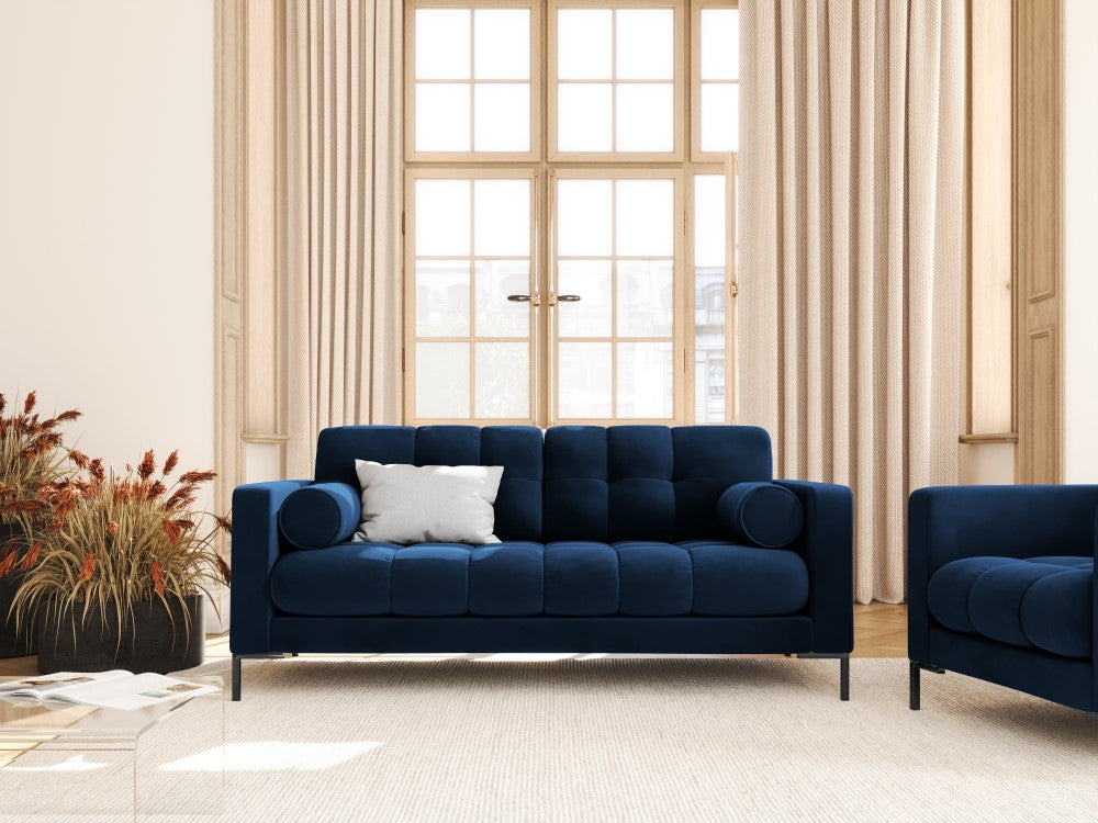 
2-Sitzer Design Sofa „Bali“ - Samt Königsblau / Schwarz