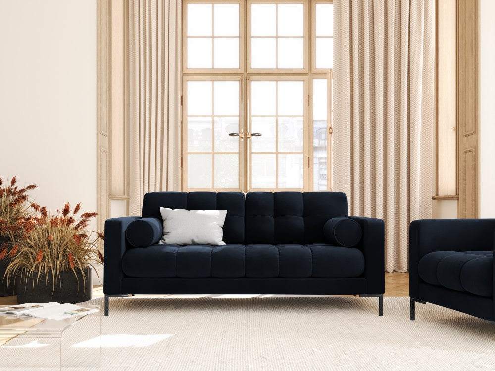 
2-Sitzer Design Sofa „Bali“ - Samt Dunkelblau / Schwarz