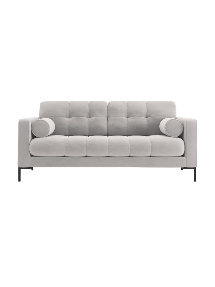 
2-Sitzer Design Sofa „Bali“ - Samt Silver / Schwarz