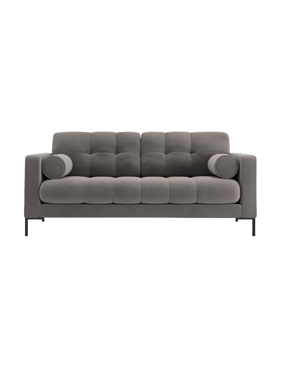
2-Sitzer Design Sofa „Bali“ - Samt Hellgrau / Schwarz