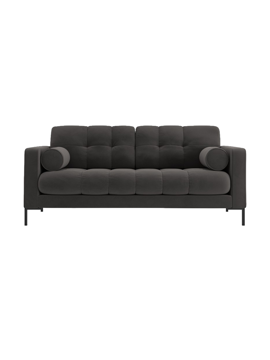 
2-Sitzer Design Sofa „Bali“ - Samt Dunkelgrau / Schwarz