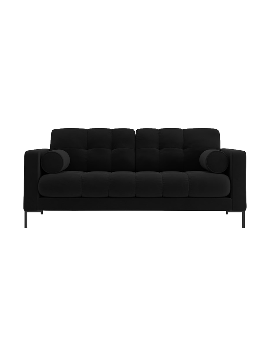 
2-Sitzer Design Sofa „Bali“ - Samt Schwarz / Schwarz