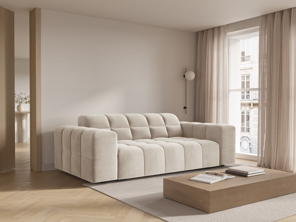 
2-Seater Design Sofa "Chicago" - Light Beige Velvet