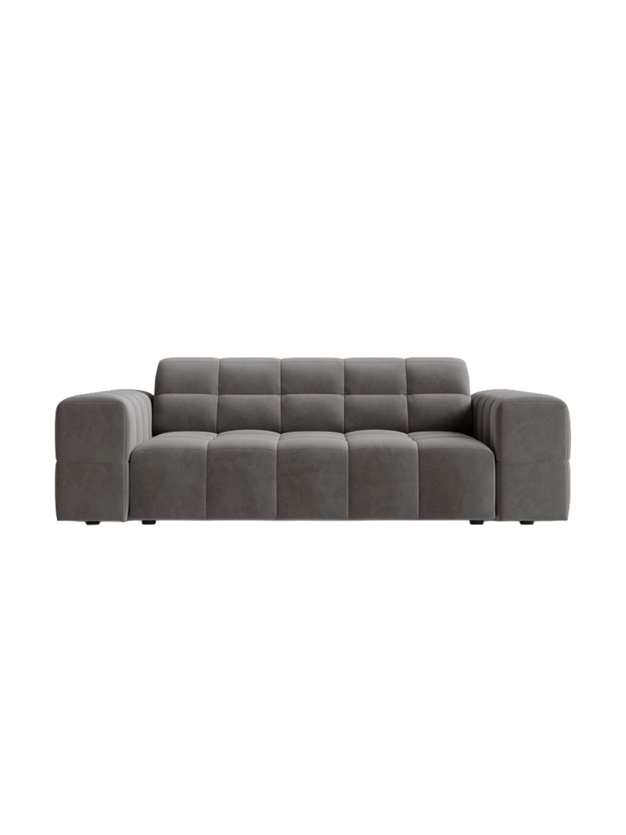 
2-Seater Design Sofa "Chicago" - Velvet Light Grey