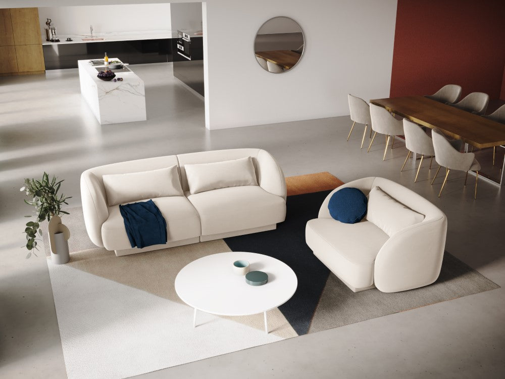
2-seater designer sofa "Tulum" - Light Beige Velvet