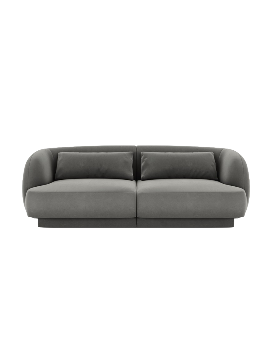 
2-seater designer sofa "Tulum" - Velvet Light Grey
