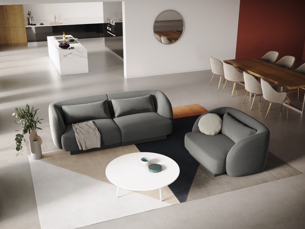 
2-seater designer sofa "Tulum" - Velvet Light Grey