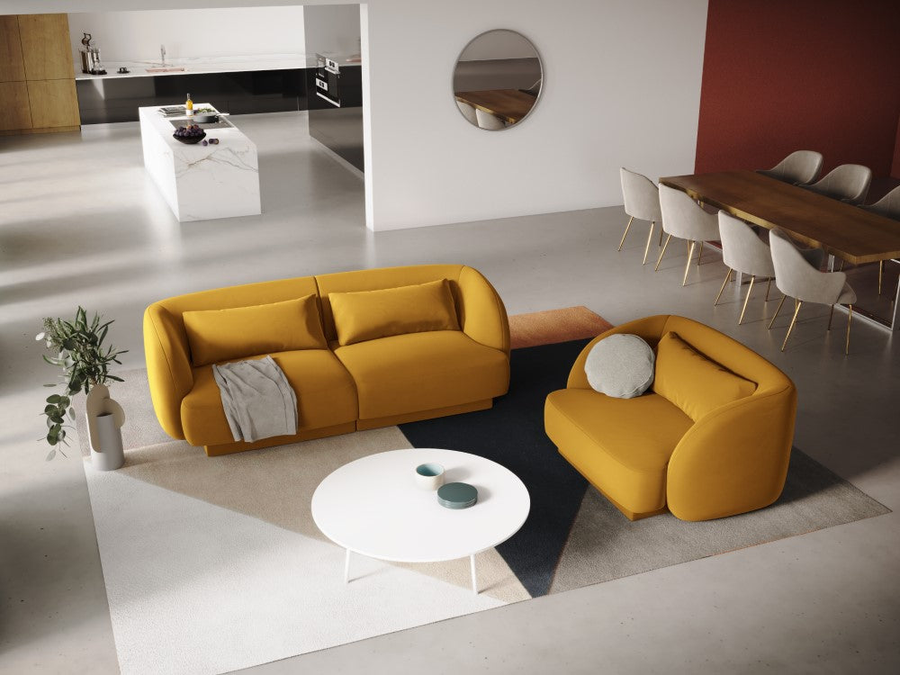 
2-seater designer sofa "Tulum" - Velvet Mustard Yellow